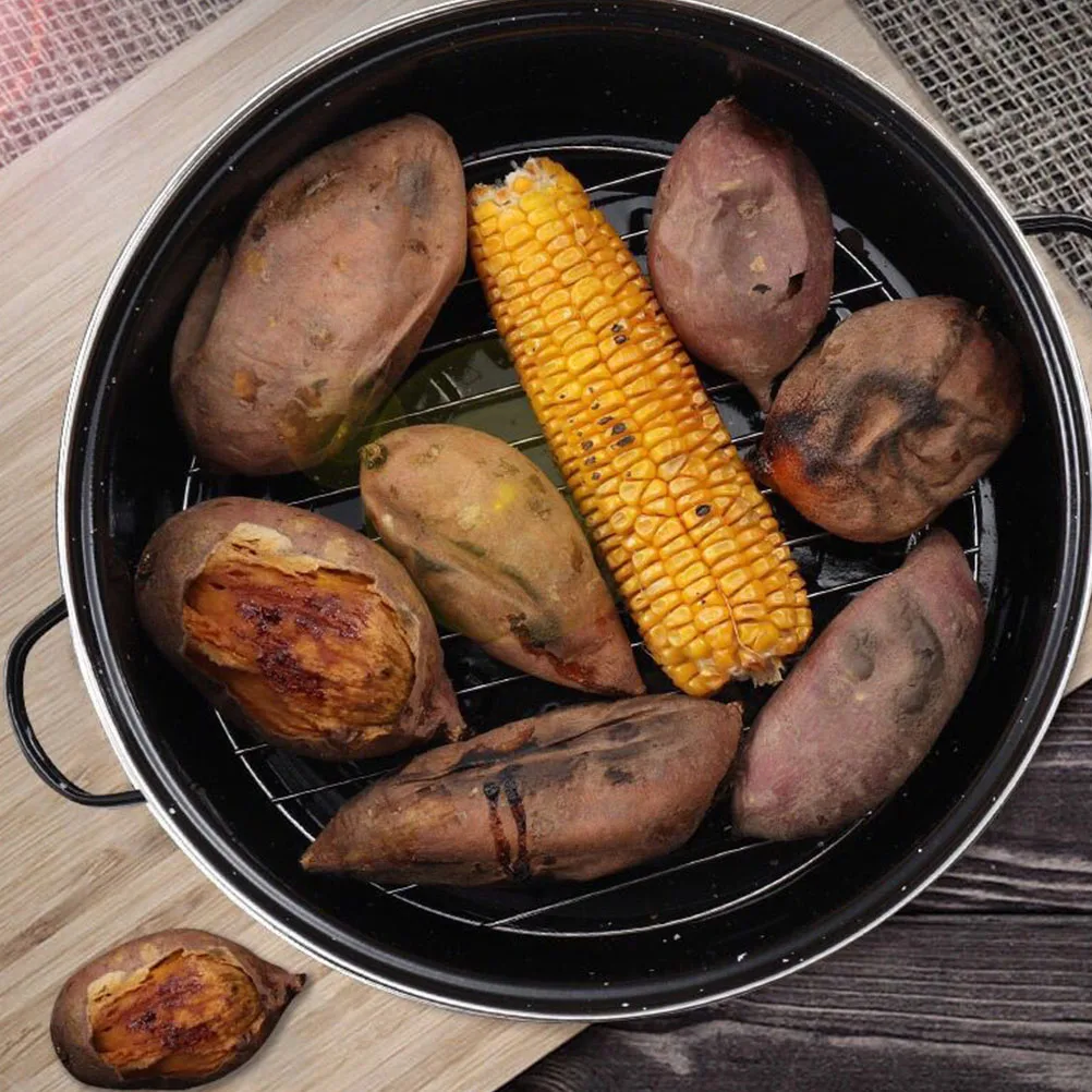 

Sweet Potato Roaster Multi function Household Cooking Pot Cast Iron Stove Corn Chestnut Pan High Temp Resistant