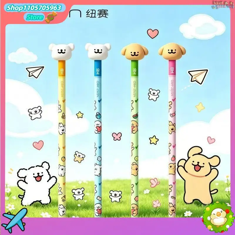 Cute Maltese Line Dog HB Pencil with 3D Eraser Tip NUSAI Student Writing Sketch Pencil Stationery School Supplies Gift