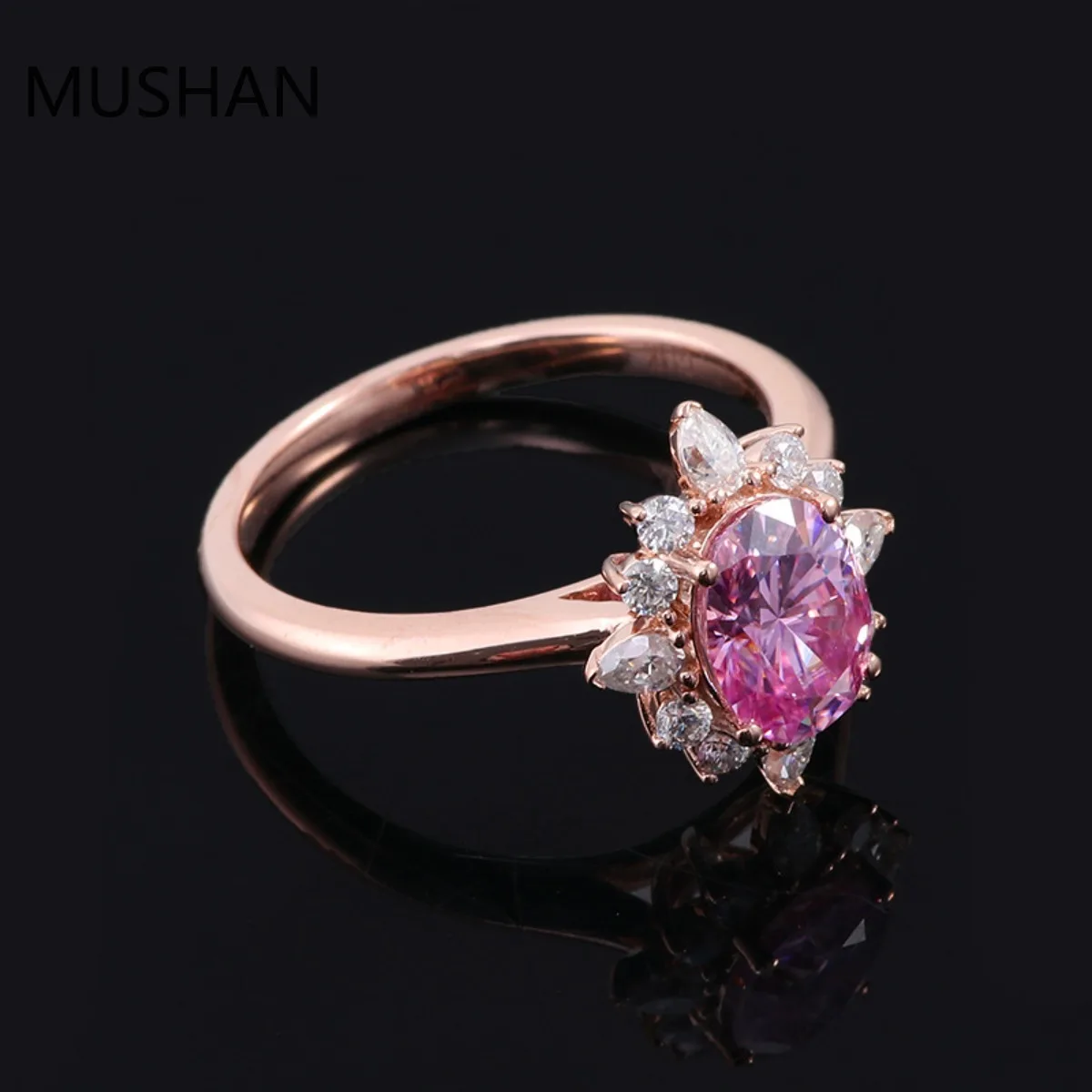 MUSHAN Luxury Custom 14K 18K Gold Rings Band Jewelry With Moissanite Diamond Lab Grown Gemstones Diamond Wedding Ring For Women view 5