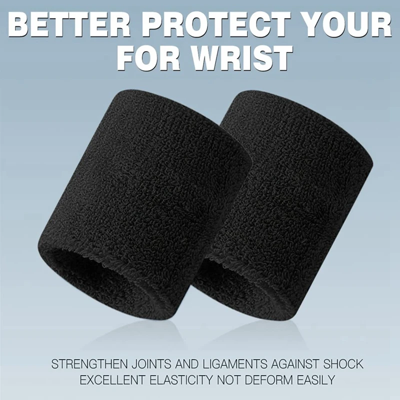 Sweatbands Sports Wristband For Men & Women - Moisture Wicking Athletic Cotton Terry Cloth Sweatband For Sports