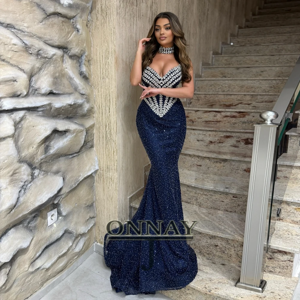 Abiti da sera a sirena glitter personalizzati Abiti lunghi da donna con paillettes Dubai Saudi Abiti da festa Abito da ballo su misura