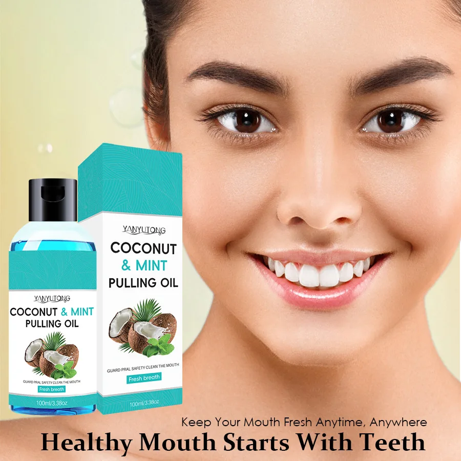 Oil Pulling Mouthwash for Complete Oral Hygiene Essential Oils & Vitamins for Happy Teeth & Gums & Fresh Breath Care