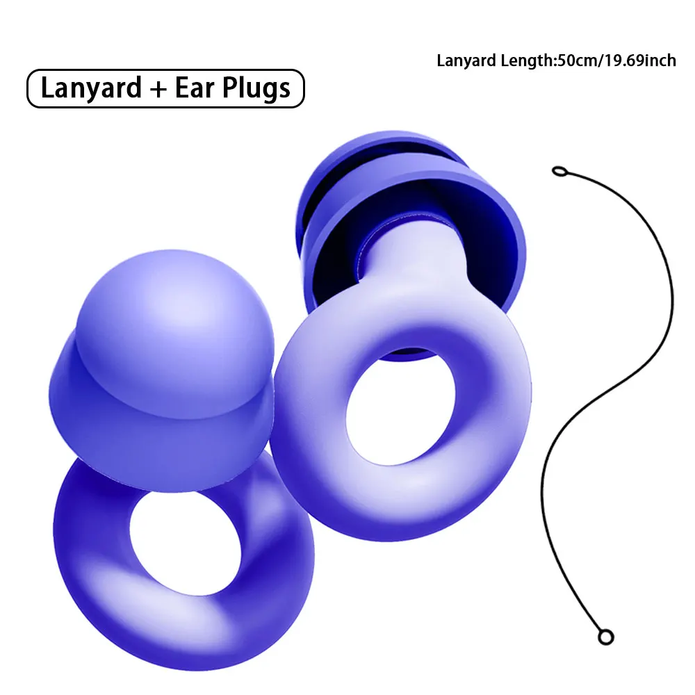 Double Layer Silicone Earplugs with Lanyard Anti-Lost Portable Noise Reduction Ear Gear for Concentrated Work And Study