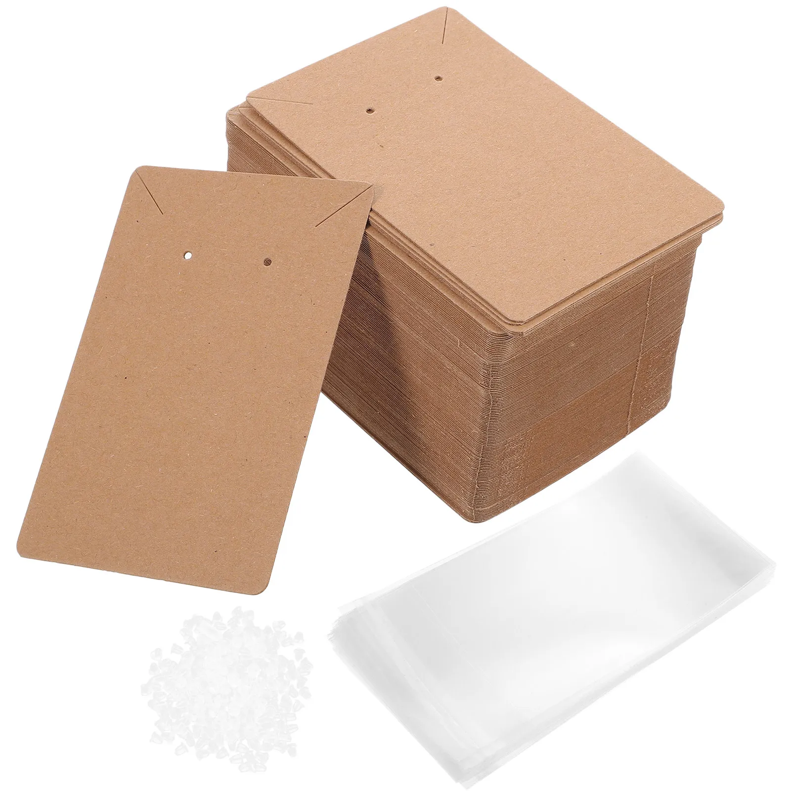 

120 Sets Jewelry Packaging Display Cards Kraft Paper Earring Holder Bags Earring Backings Necklace Storage Organizer DIY