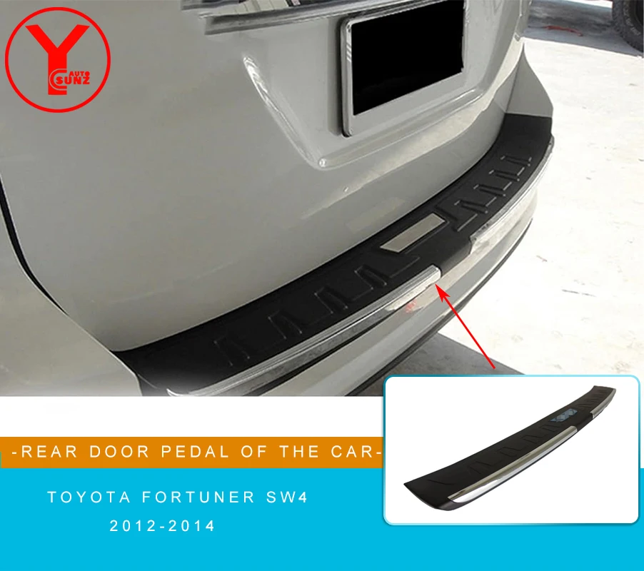 

rear step bumper cover For Toyota fortuner sw4 2012 2013 2014 Door Sill Scuff Plate Threshold Strip protector accessories YCSUNZ