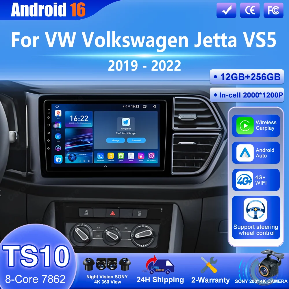 

Android 16 Carplay For VW Volkswagen Jetta VS5 2019 2020 2021 2022 Auto Radio Car Multimedia Video Player GPS Navigation 4G Wifi
