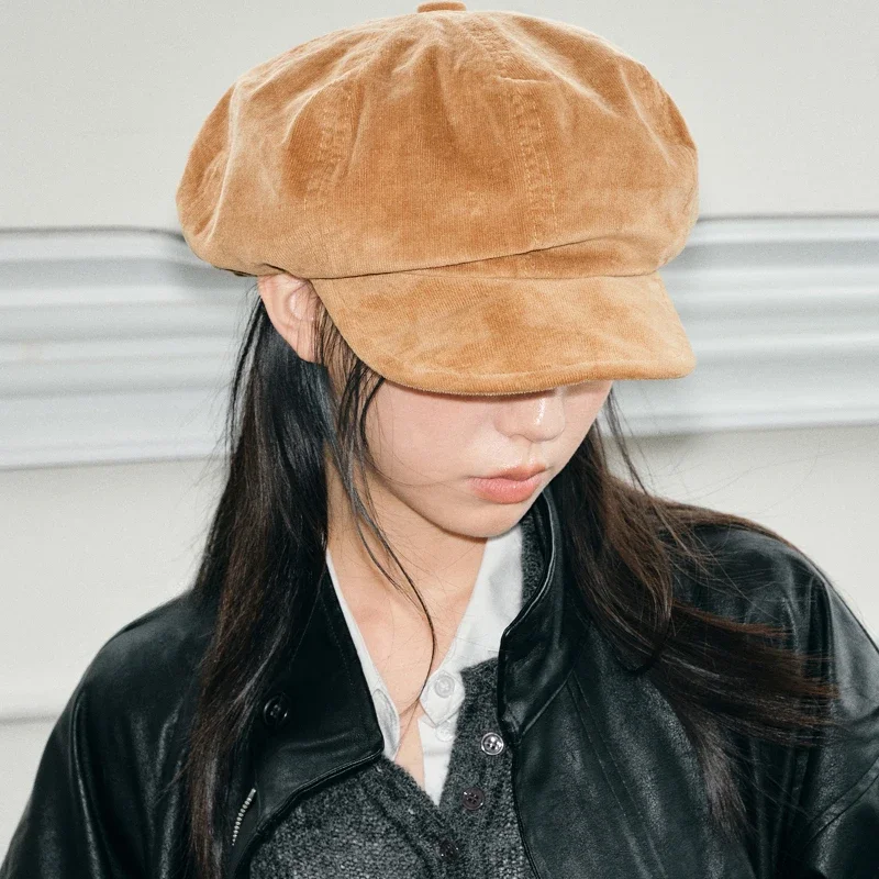 Y2K Retro British Style Oversized Octagonal Berets Hats for Women Spring Autumn Travel Versatile Newsboy Caps Gorros Hombre