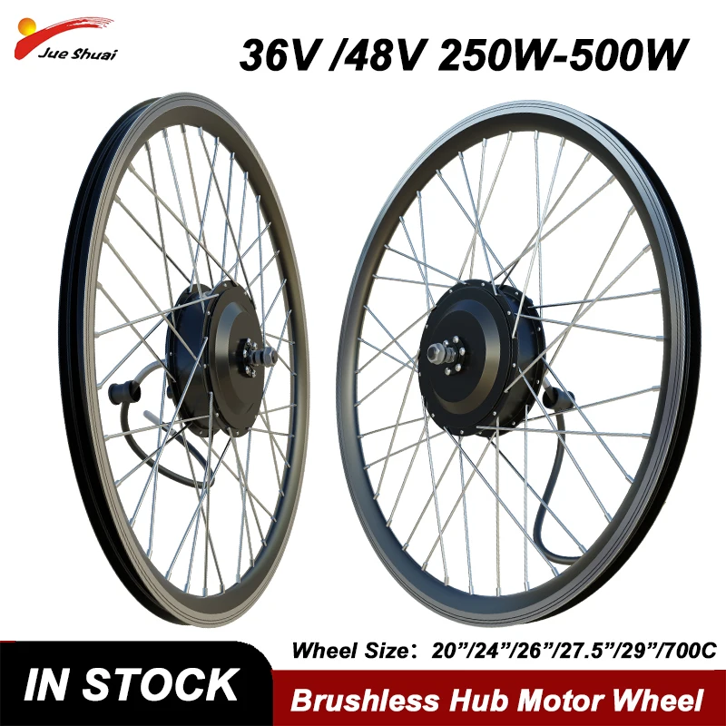 

E Bike Wheel Kit 20-29 Inch Brushless Hub Motor 36V 48V 250W 350W 500W Electric Bicycle Wheel Front Rear Bicicleta Electrica