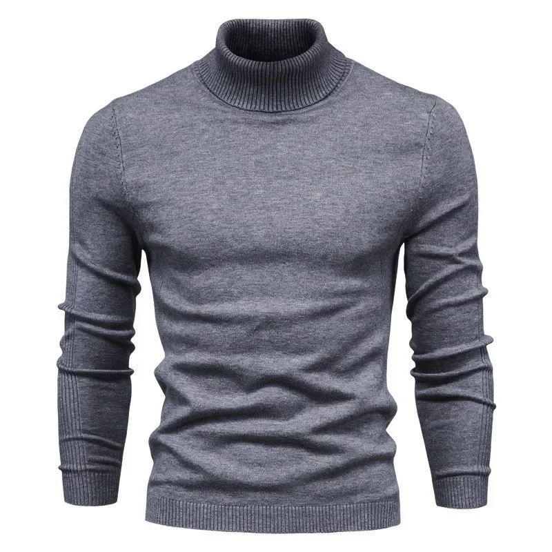 Europese En Amerikaanse Herfst En Winter Heren Trui Basis Sweater Slim Fit Hoge Hals Casual Gebreide Trui