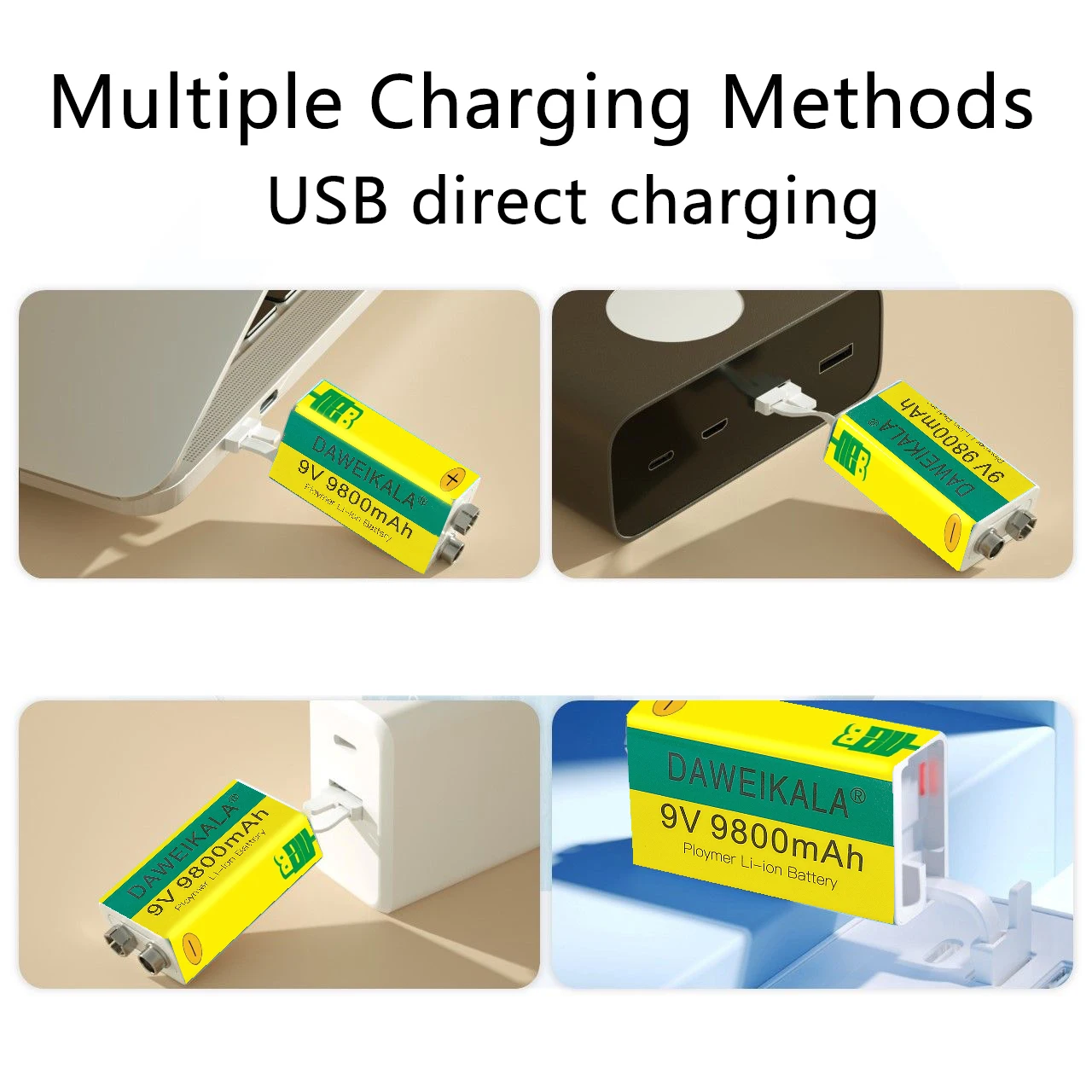 9V Battery Rechargeable battery 9800mAh USB Battery 9v lithium for Multimeter Toy Remote Control Microphone Fast charging