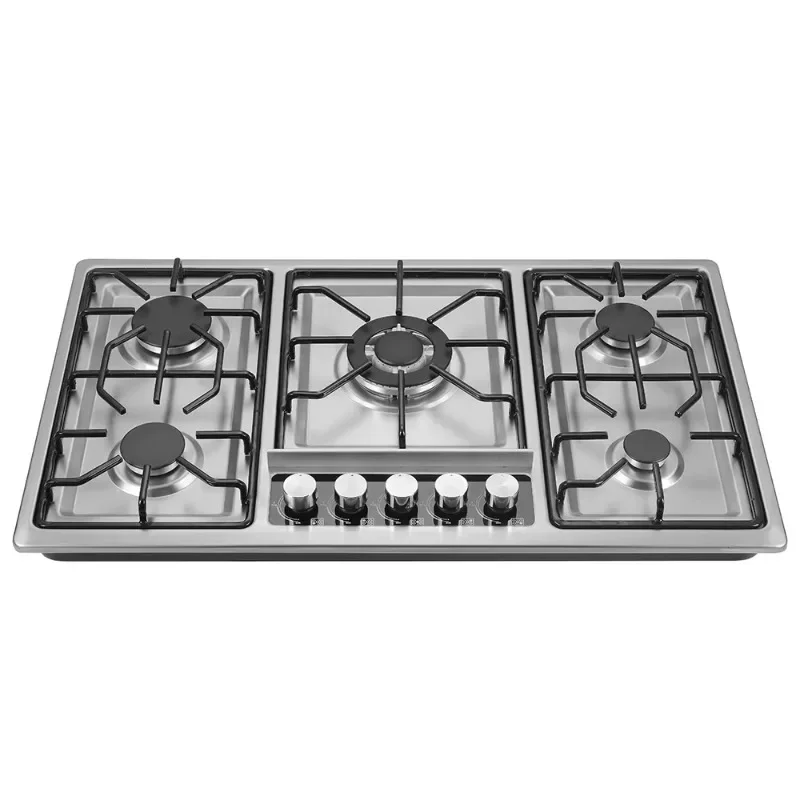 High quality stainless steel with built-in 5 burners gas cooker black cooker
