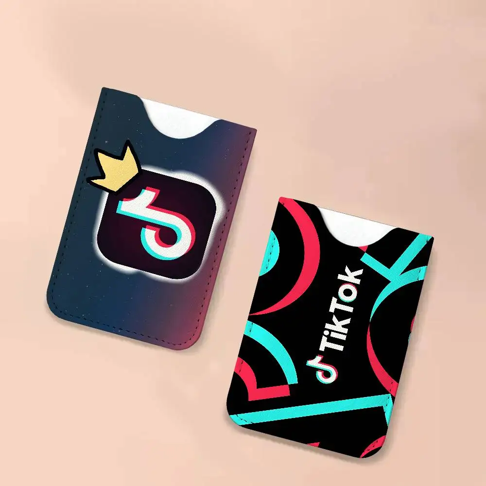 T-TikToks Logo PU Leather Cardholder Ultra Slim Credit ID Card Organizer Lightweight Business Card Holder