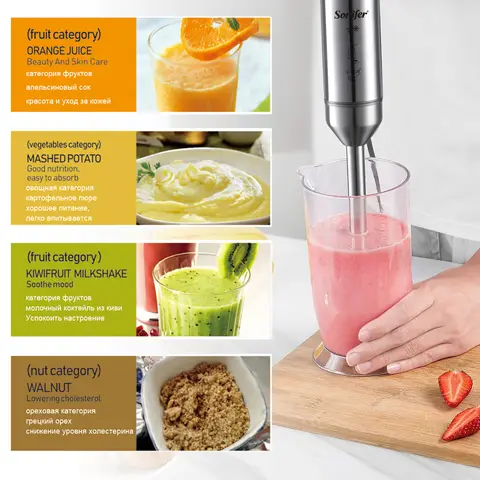 500W Stavmixer Immersion Elektrisk Matberedare Iskrossning Kök Grönsaks Köttkvarn Hackare Visp Frukt Omrörning Sonifer 8 best sales stabmixer - №7