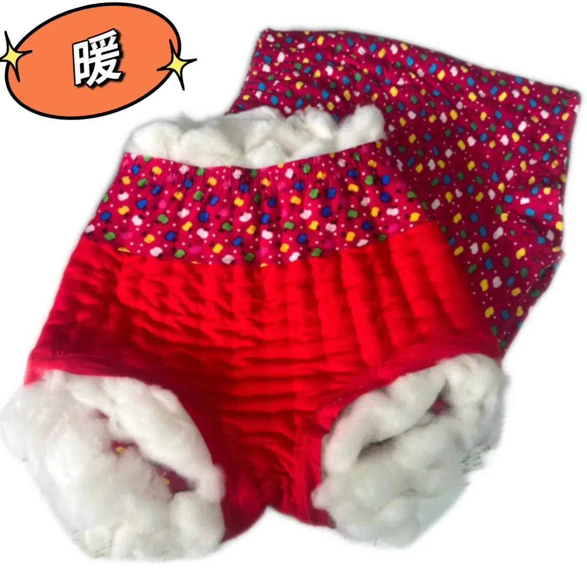 Handmake High Waist Thick Warm Briefs Cotton Blended Puffy Big Shape High Waist ABDL Panties Sleek Proof Water Absorb