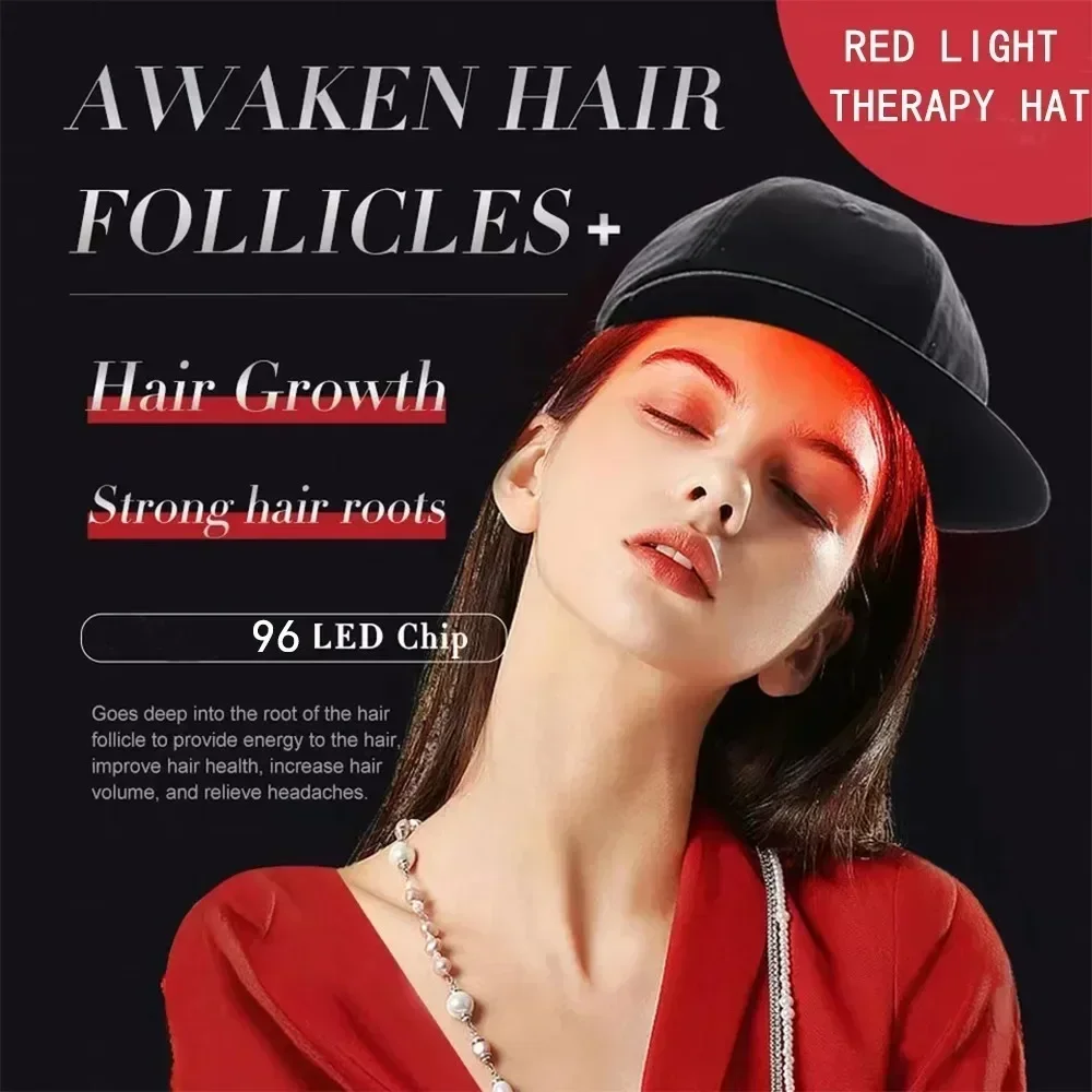 Red Light Cap For Hair Fast Growth 96pcs Red Light Therapy Cap Infrared 660nm 850nm Regrowth Anti Hair Loss Relax Scalp Care Hat