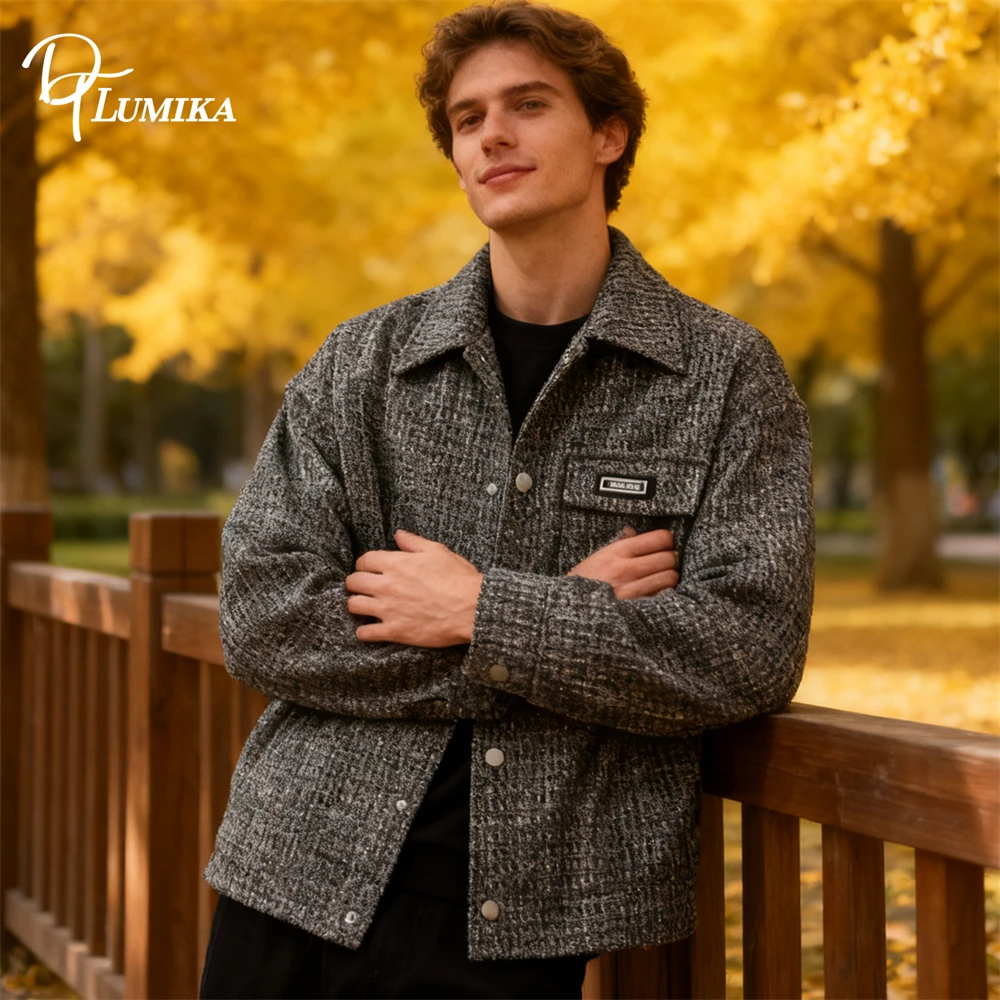 

Мужская ретро-куртка DTLumika M-8XL Plus, мужские весенне-осенние куртки, универсальная повседневная верхняя одежда свободного покроя