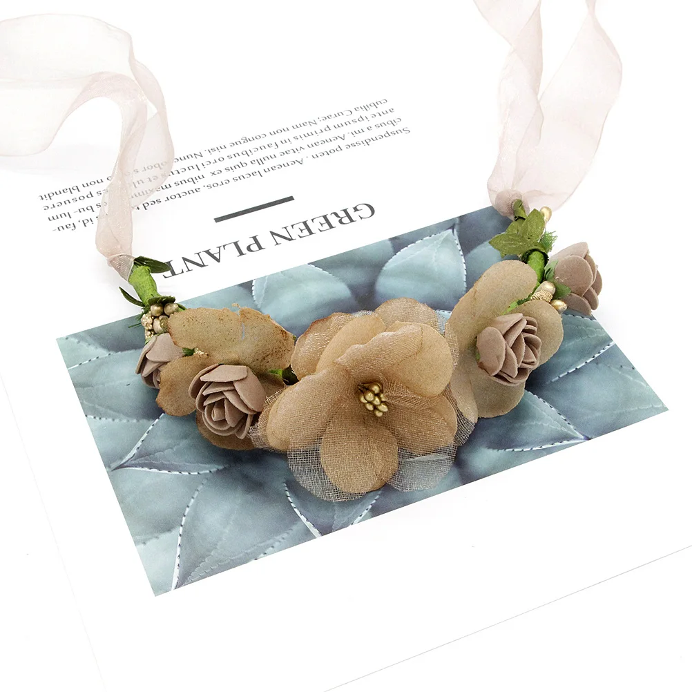 

1pc Premium Floral Hair Wreath Bridal Wedding Bridesmaid Flower Headband Beach Travel Accessory Hair Garland Mori Girl Style