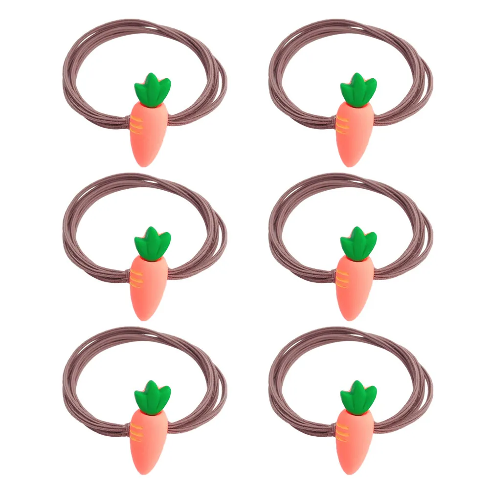

6Pcs Carrot Hair Rings Elastic Hair Bands Simple Light Ponytail Holder Girls Scrunchies Birthday Party Accessories
