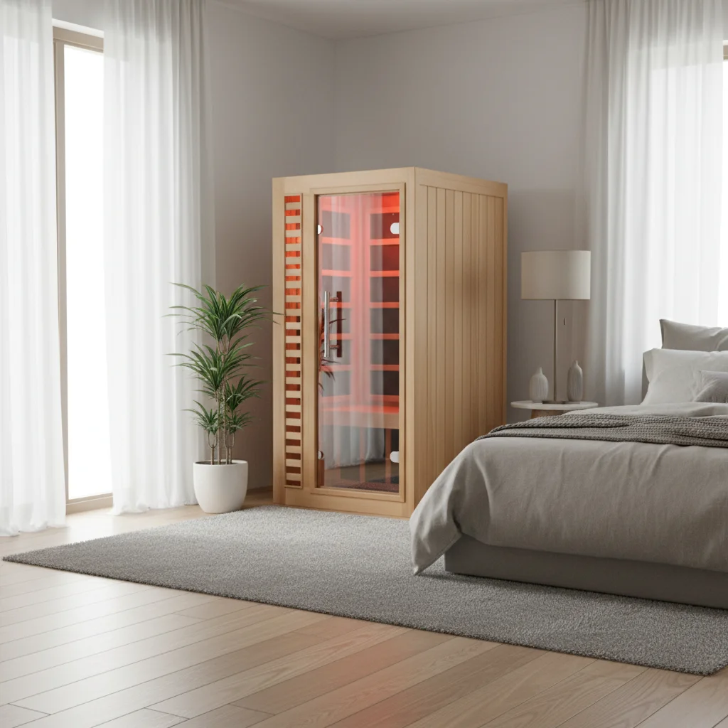 Modern 1 Person Indoor Far Infrared Sauna Room With Full Carbon Fiber Heaters Hemlock Wood Home Spa Cabinet With Glass Door