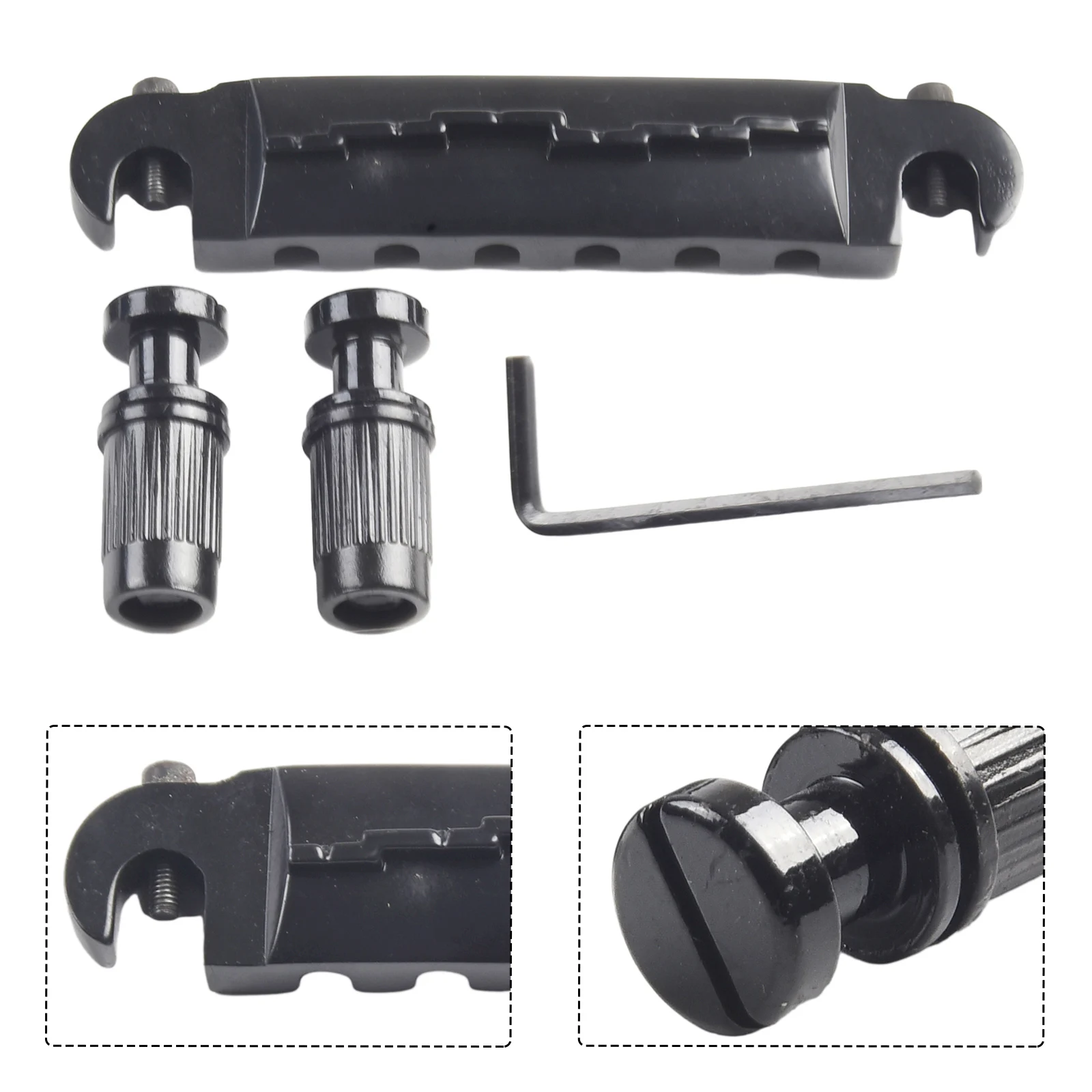 Guitar Wraparound Compensated Ridge Bridge Tailpiece For Epi LP 81.5mm Post Center Spacing With Included Studs And Anchors