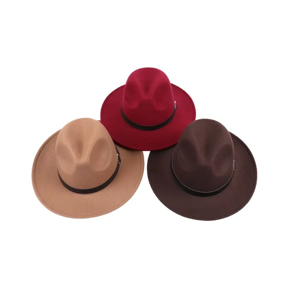 Breiter Rand, britischer Fedora-Hut, für formelle Anlässe, Herren-Winterhut aus Filz, Jazzhut, einfarbiger Wollhut, für Herbst und Winter. – Detail 3