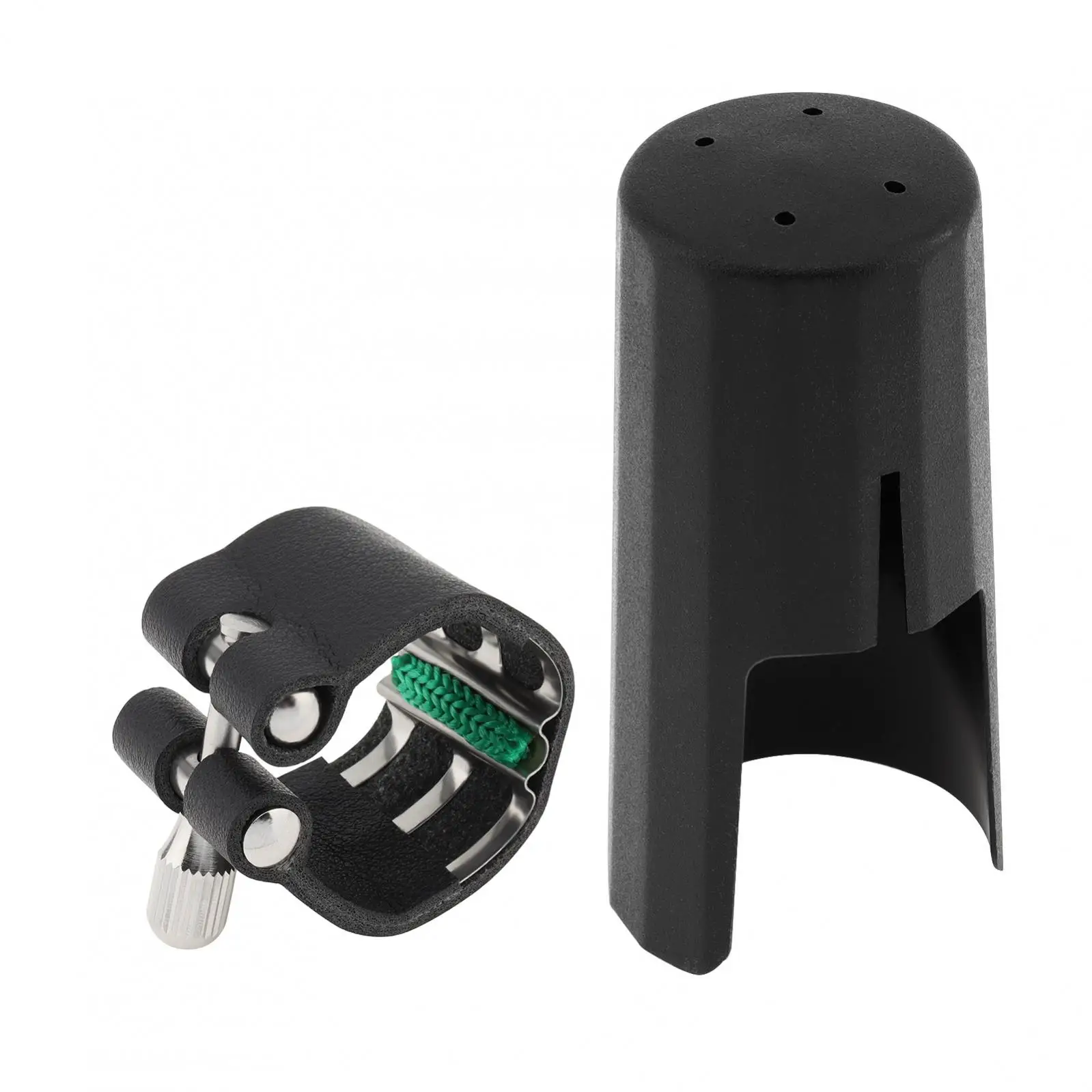 Bb  Clarinet Leather Ligature and Plastic Mouthpiece Cap Cover, Clarinet Mouthpiece Fastener Set