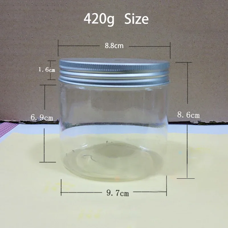 플라스틱 화장품 항아리 큰 빈 얼굴 마스크 왁스 크림 로션 용기, 캔디 차 스낵 리필 포장 병, 500g, 420g