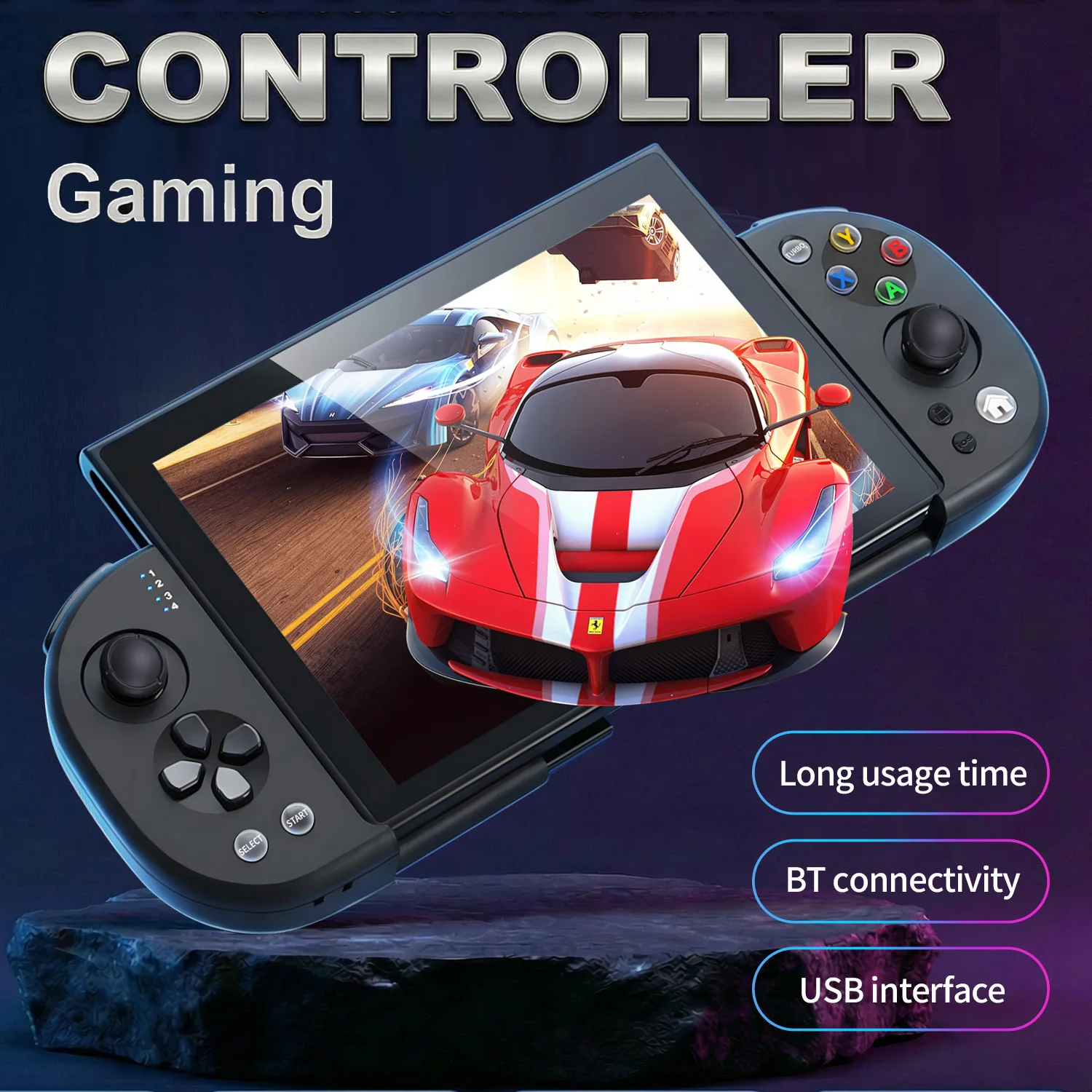 

Portable Small Stretchable Handle Wireless Built-in Battery Game Controller Type-C Gaming Extended Compatible with iOS & Android