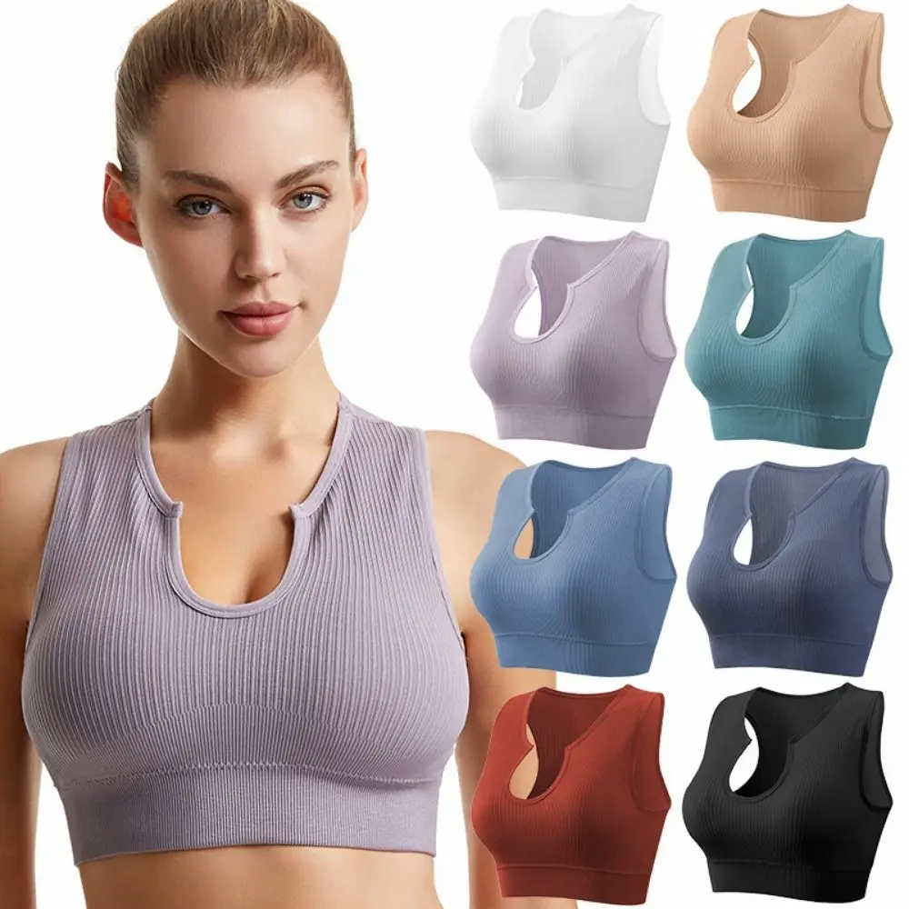 

Gift Nylon Women Yoga Suit Without Pad Stretchable Suspenders Shorts Suit Ringless Rib-Knit Fitness Crop Tops Gym