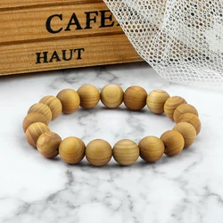 Men's  Buddhist Rosary Wood Beads Chain Meditation Bracelets 6 8 10mm Natural  Cypress Wood Beads Bracelet Handmade Jewelry Gift