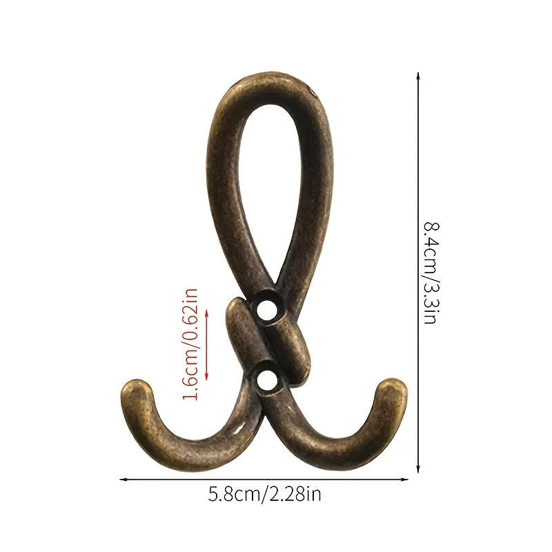 2 Pieces Zinc Alloy hardware Double Hooks Antique Accessories Hat Hooks vintage Copper-Colored Hooks