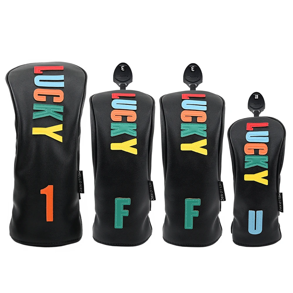 أغطية رأس خشبية للجولف أنماط محظوظة غطاء حماية من جلد البولي يوريثان للسائق الممر الهجين غطاء نادي مقاوم للماء ملحقات الجولف