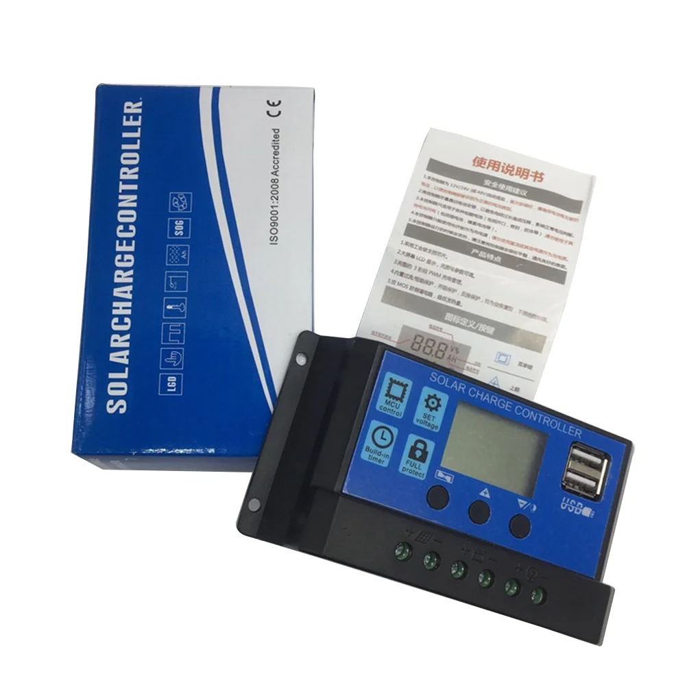 

20A 12V 24V Solar Charge Controller Generator Pwm Regulator USB Charging LCD Display Easy Install Operate Solar Controller