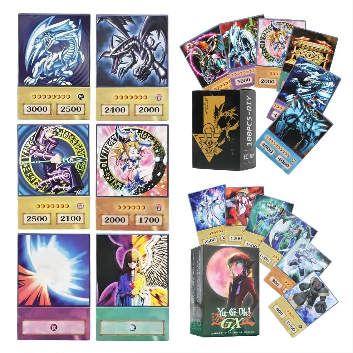 100PCS/SET YU GI OH DIY Duel Monster Edition Blue Eyes White Dragon Dark Mage Black Magic Guide Girl Games Battle Cards Toy Gift