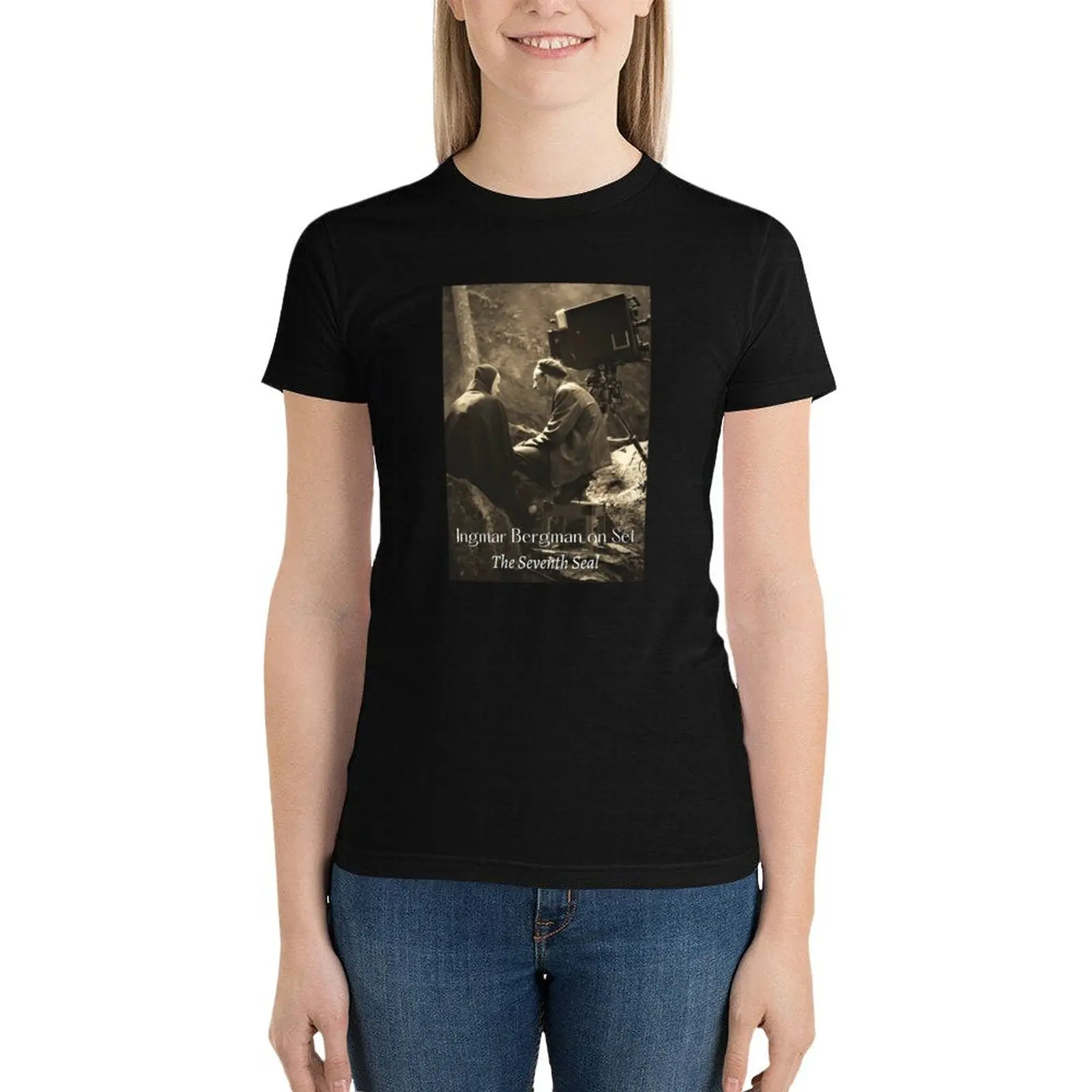 

Ingmar Bergman on Set Directing The Seventh Seal T-Shirt summer tops tees oversized korean fashion fashion woman blouse 2024