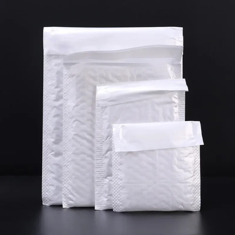 Sobres de burbujas blancos de 50 a 10 Uds., bolsas de correo autoselladas, sobres acolchados para sobres forrados para revistas, bolsas impermeables para envío