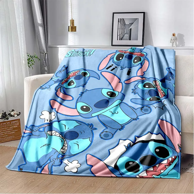 

6 Sizes Warm Soft Disney Stitch Icon Custom Blanket Fluffy Children and Adults Sofa Plush Bedspread Throw Blanket for Sofa Bed