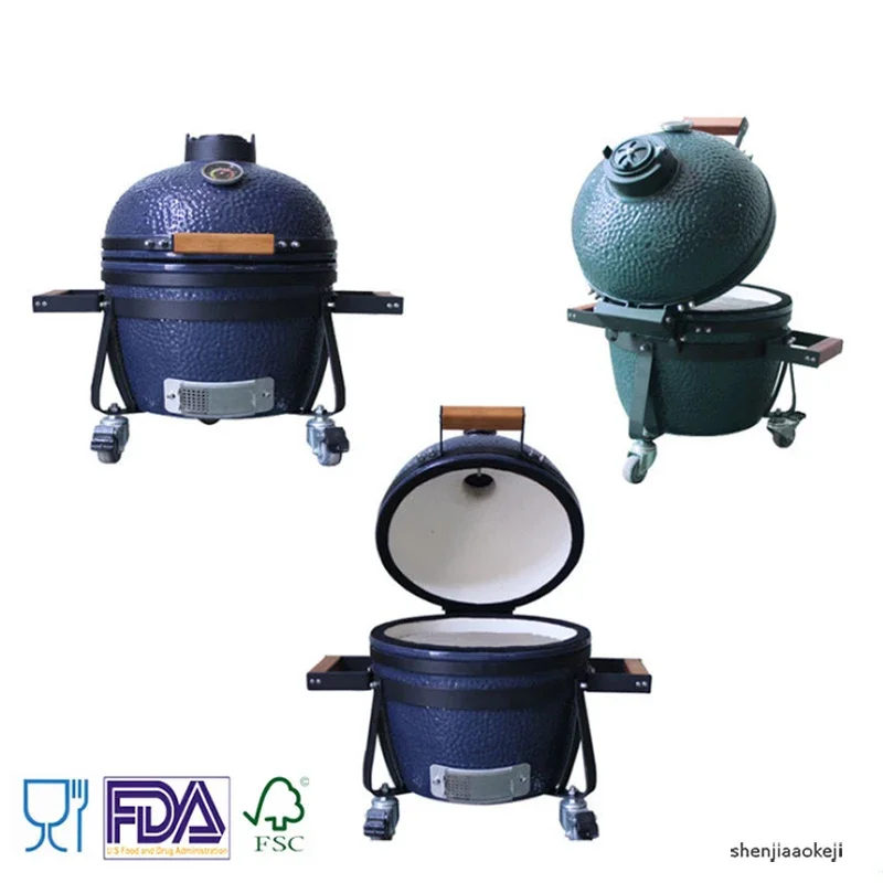 

14-Inch Outdoor Ceramic Mini Barbecue Grill High Temperature Resist Desktop BBQ Charcoal Grill for Party/Home/Garden/camping 1pc