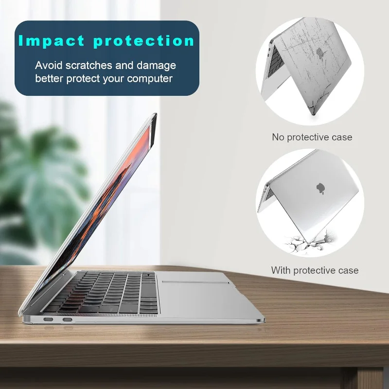 متوافق مع MacBook Air 13 2022-2025 M4 A3240/M3 A3113/M2 A2681، غلاف بلاستيكي صلب وقماش شاشة، شفاف كريستالي #5