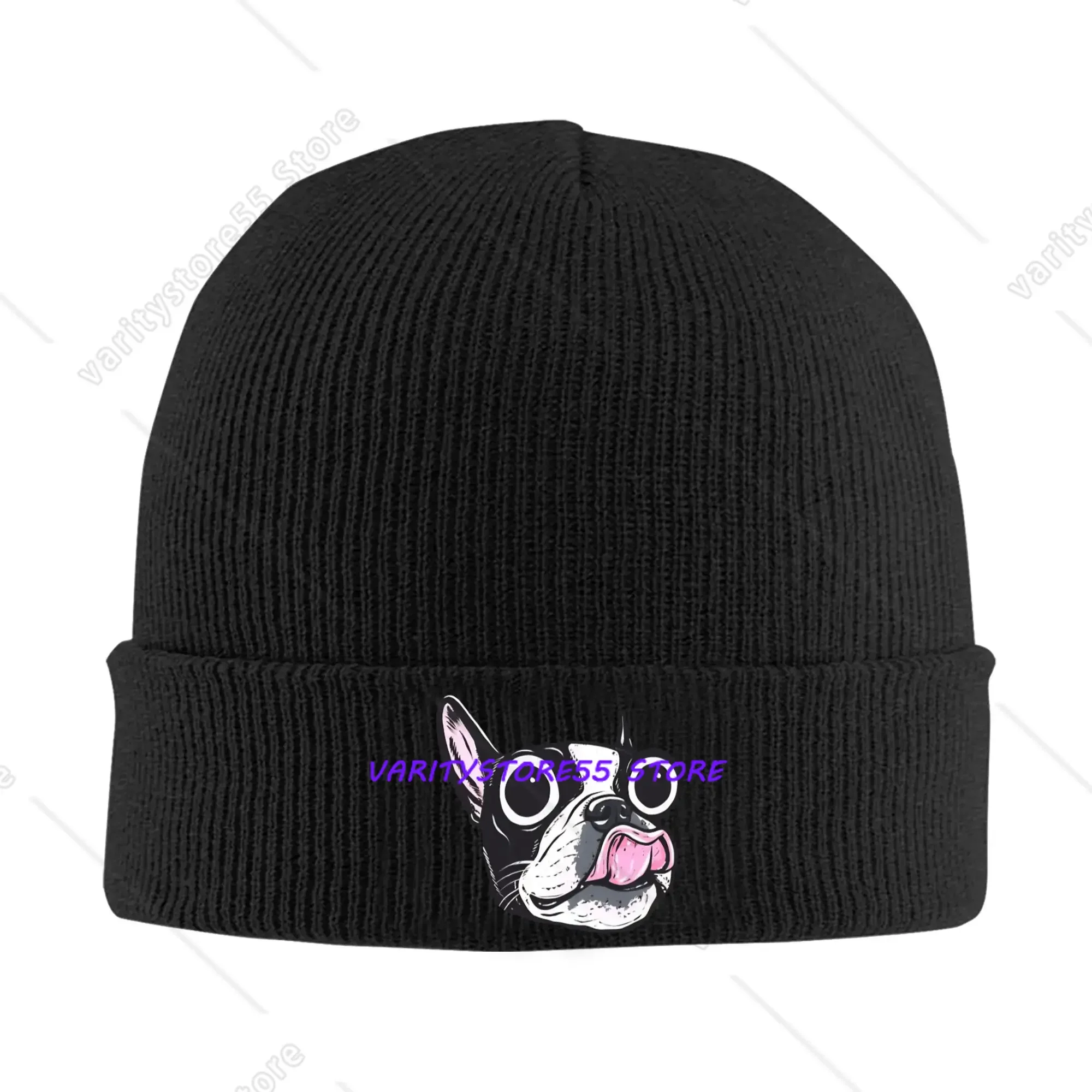 Boston Terrier Tongue Beanie Hats  Bonnet Hats Female Male Outdoor Sport Skullies Beanies Autumn Winter Pattern Head Wrap Caps
