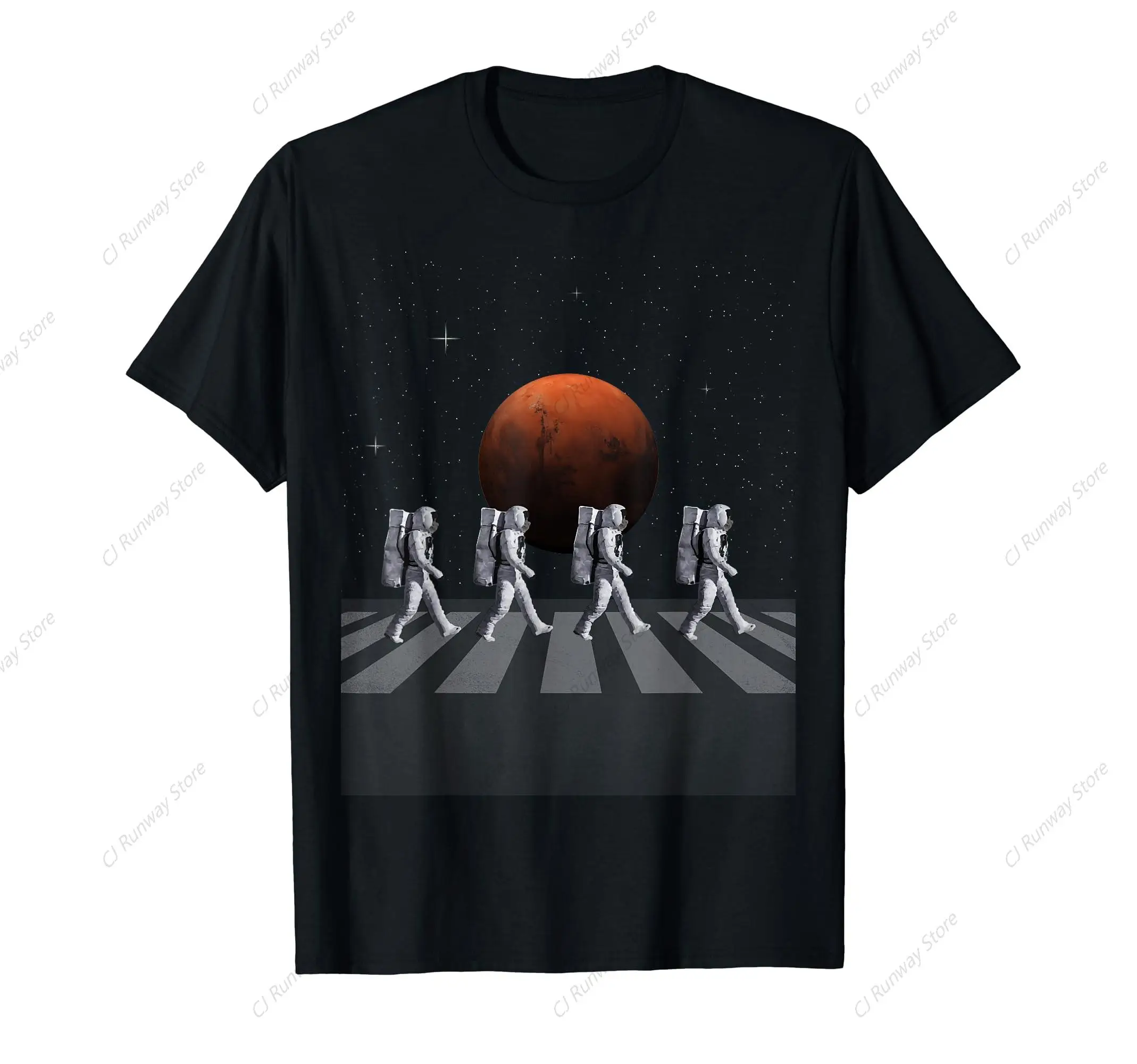 Astronauts in Walking in Space Occupy Mars T-Shirt Vintage Tee Clothes Unisex