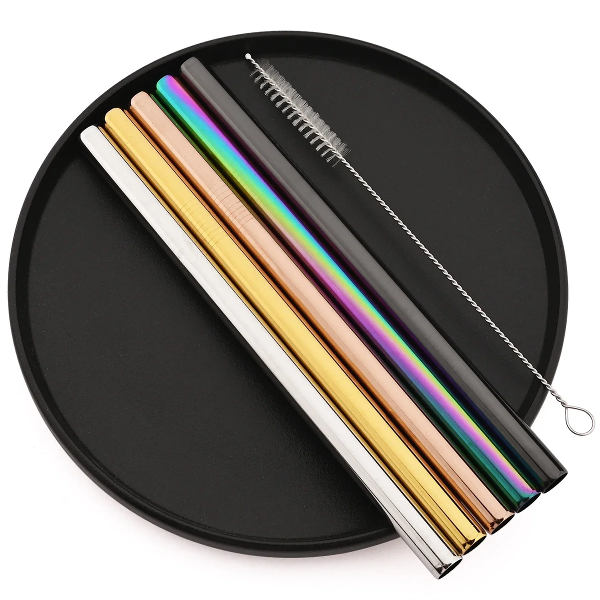 5 stücke Fruchtsaft Milchshake Cocktail Blase Tee Trinkhalm Breite 12mm Edelstahl Gerade Stroh Set Party Bar zubehör