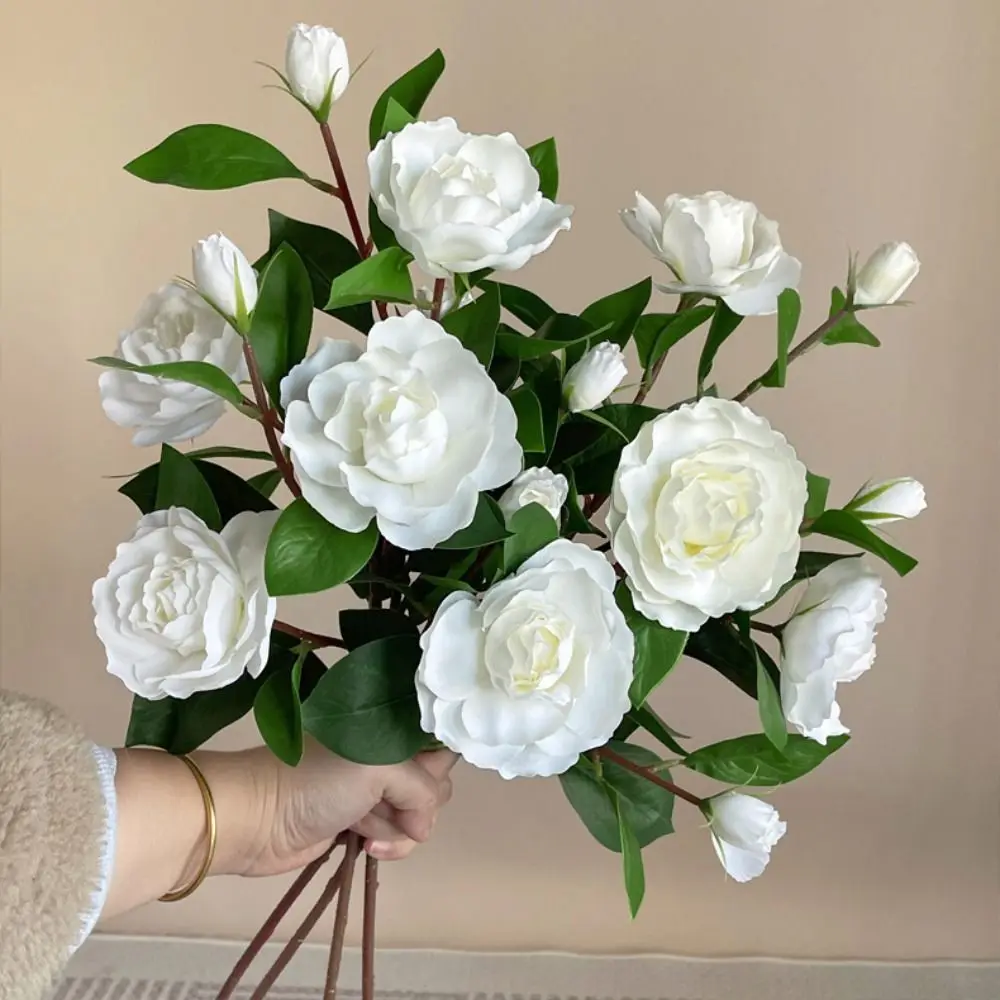 Real Touch Artificial Gardenia Branches Plastic Realistic Simulation Gardenia Flowers Handmade Exquisite Fake Flowers