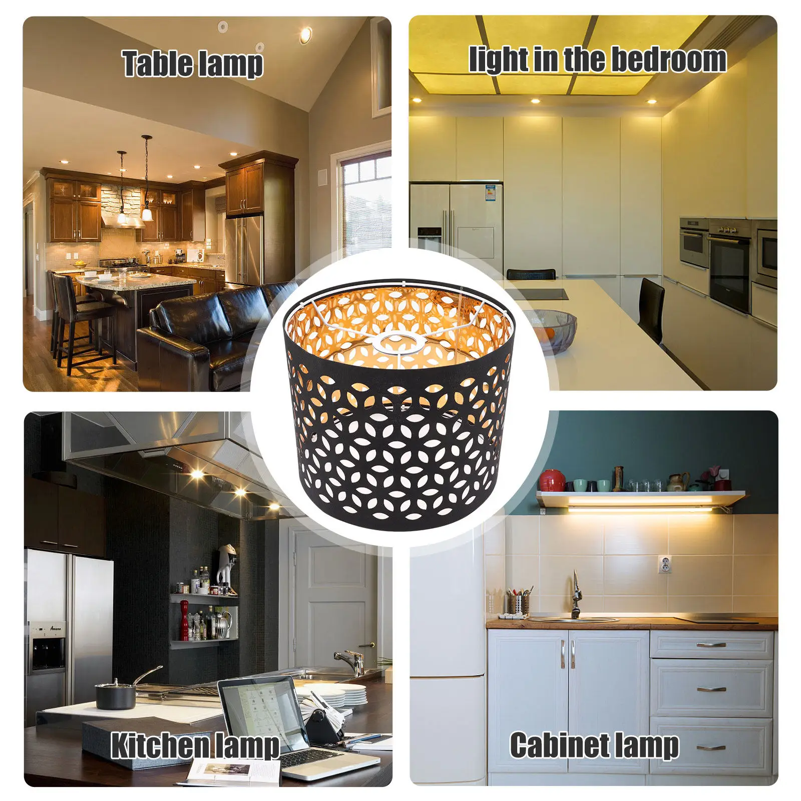 Fabric Lampshade for Table Desk Floor Lamp Hanging Light Hollow-Out Cloth Light Cover Warm Romantic Atmosphere Modern Home Decor