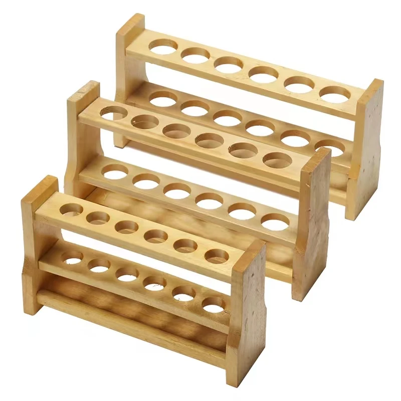 High Quality Wooden Test Tube Rack Color Tube Rack 6 and 12 Holes 10ml 25ml 50ml 100ml