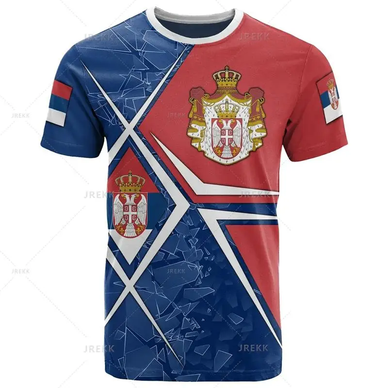 Serbia Flag Graphic T Shirts For Men Football Jersey Serbian Yugoslavia Eagle Emblem T-shirt Streetwear Mens Clothing Tshirt Tee