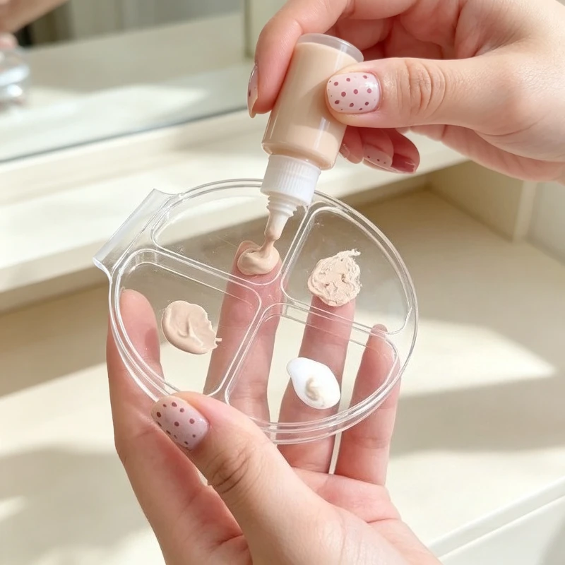 Acrylic Makeup Mixing Palette Finger Ring Design Cosmetic Foundation Blending Tray for Nail Art Eyeshadow Lip Gloss Mixing