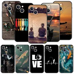 Phone Case For iPhone 16 15 14 13 12 11 Pro Max XS X XR SE 7 8 Plus Soft Silicone Black Cover Funda Luxury Carp Fishing Fish