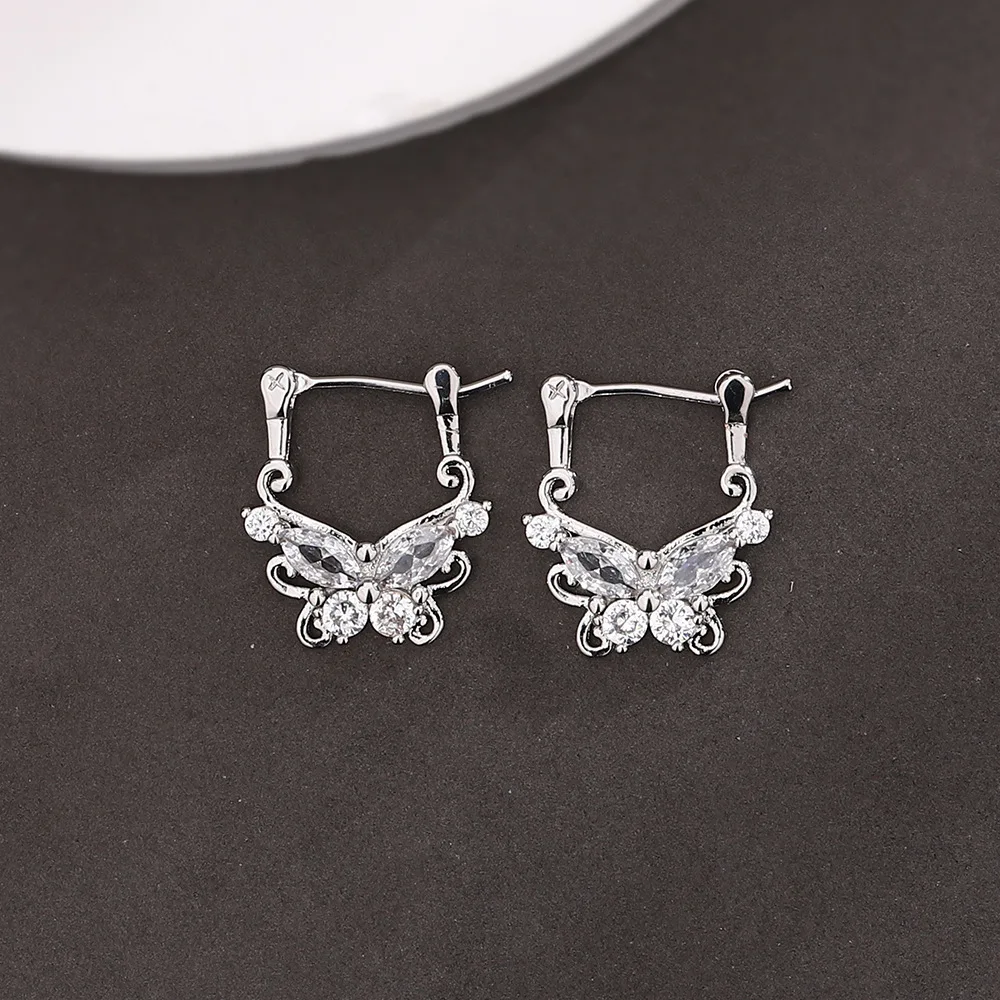 

VENTFILLE 925 Sterling Silver Butterfly Earring for Women Girl Hollowed Out Zircon Sweet Romantic Jewelry Gift Dropshipping