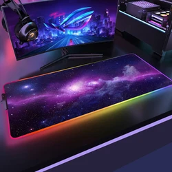 XXL RGB Gaming Mouse Pad Space Large LED Light Desk Mat Gamer Accessory 90x40 Rubber Non-slip PC Keyboard Table Mat with Backlit